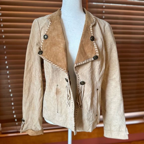 Prosper&Divine designer western/cowboy beige suede womens jacket Large - Picture 1 of 14